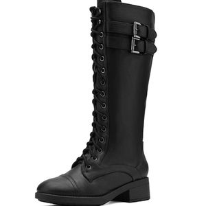 Knee-High Black Combat Boots
